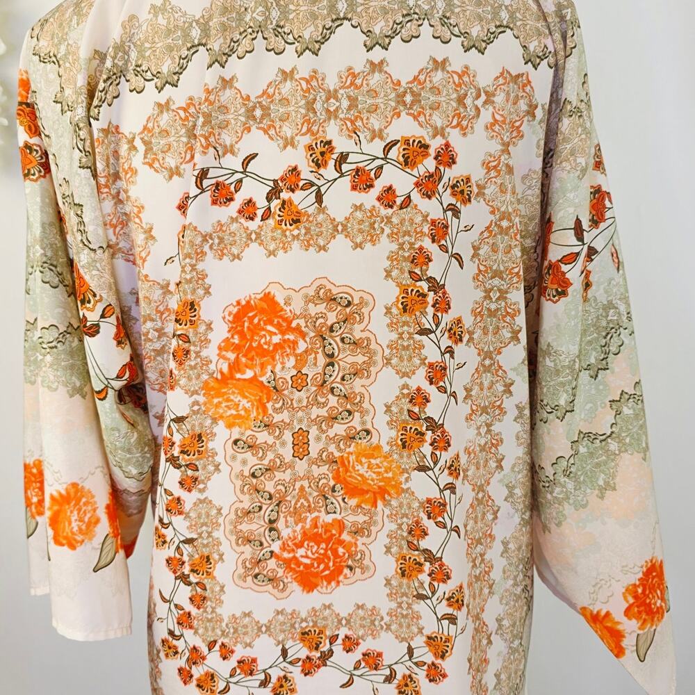 Coco + Jameson Kimono Cardigan Floral Fringe Tassel Boho Festival Hippie Gypsy - Picture 6 of 15